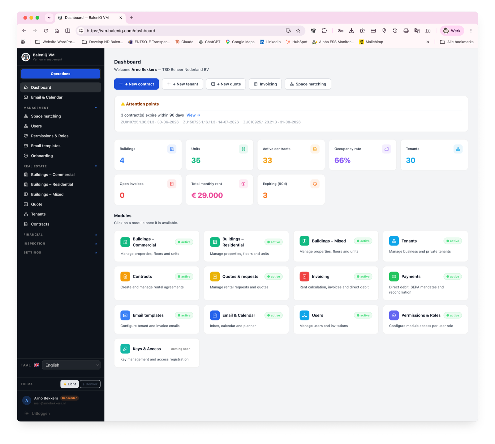 RealGrip dashboard — volledig overzicht