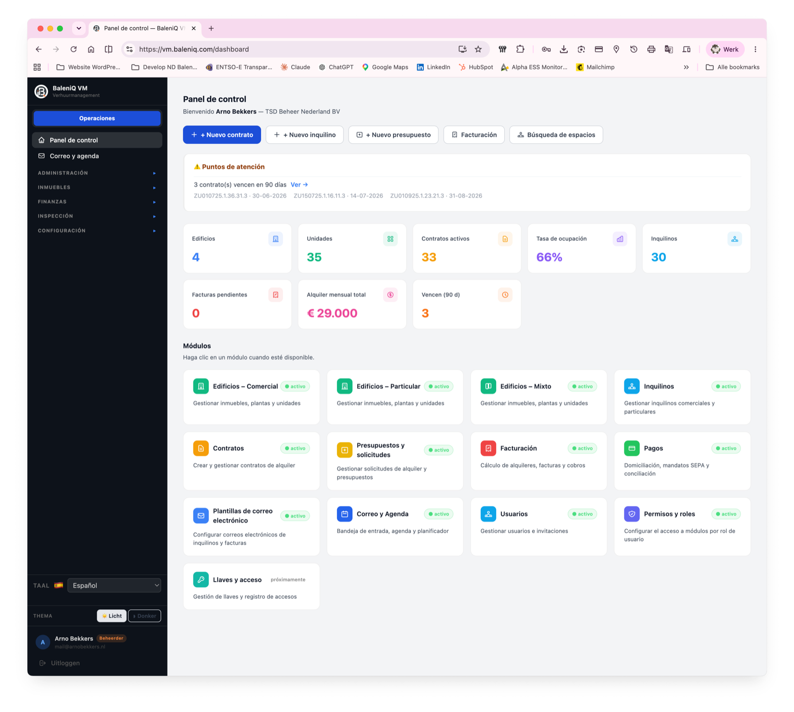 RealGrip dashboard — volledig overzicht